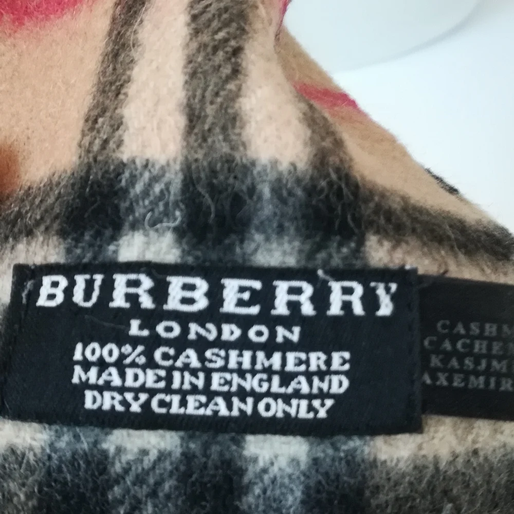 Authentic Burberry London 100% Cashmere Nova Checkered Scarf in Tan, Red, Black - Picture 2 of 4